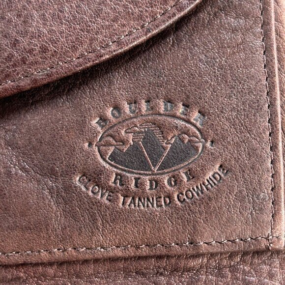 Boulder Ridge Brown Leather Folding Crossbody Bag Wallet - Picture 5 of 9